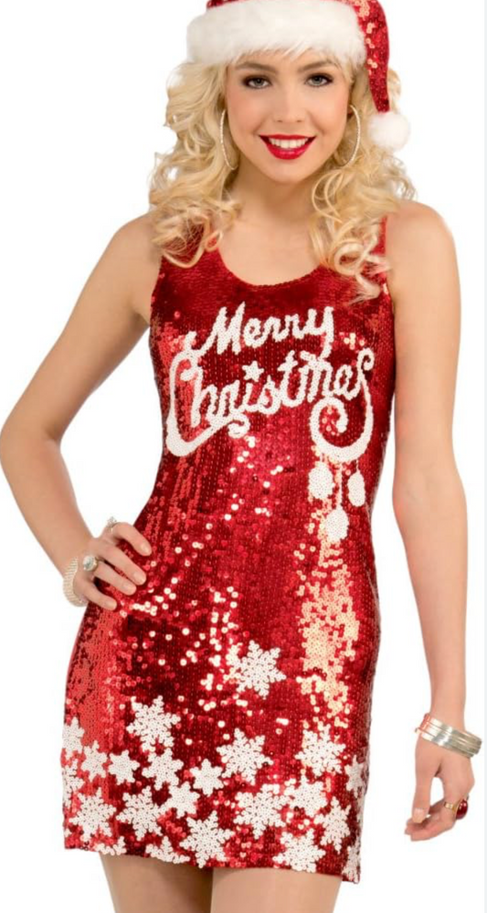 Christmas - Red Merry Christmas Sequin Dress